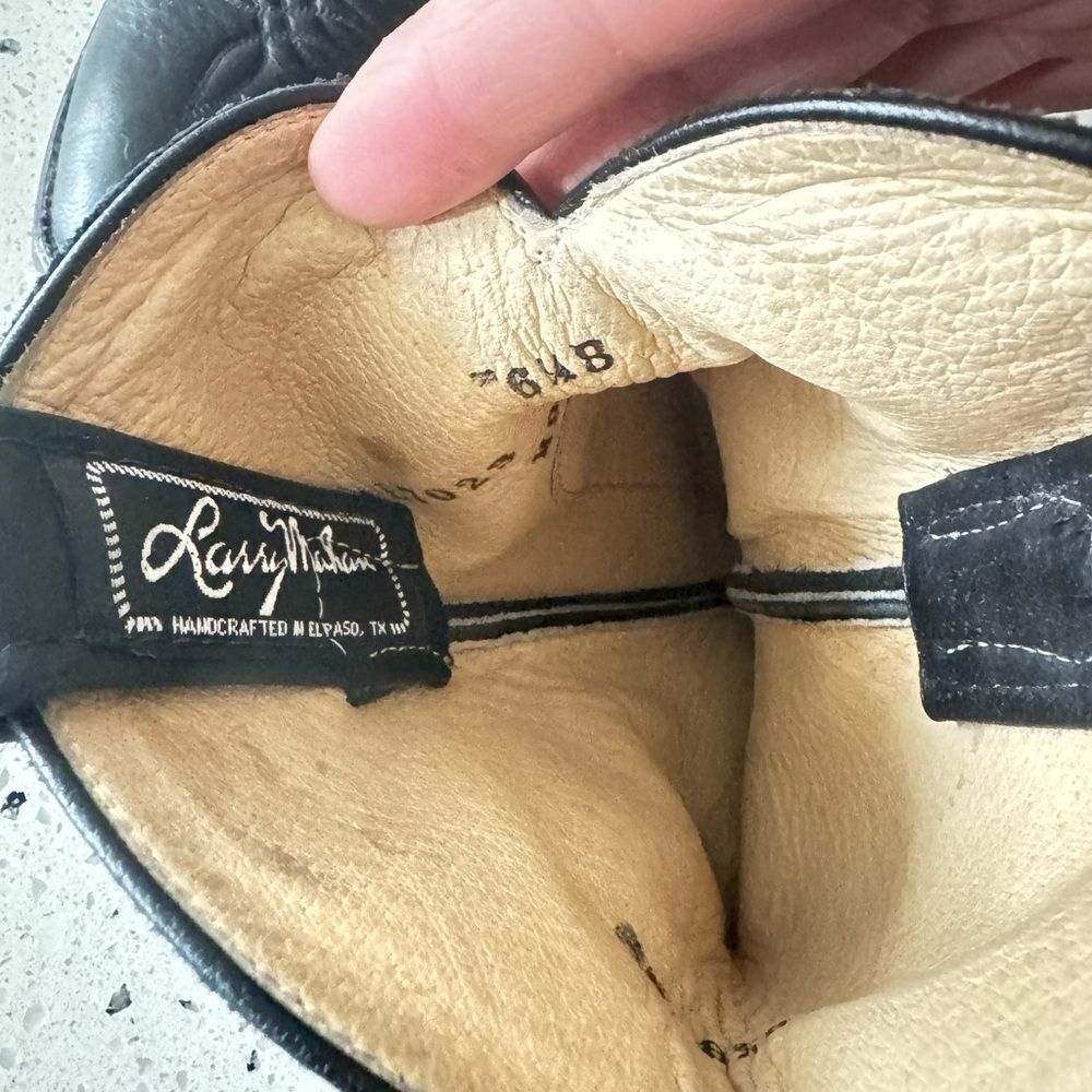 LARRY MAHAN Women’s 6.5B Black Leather Cowgirl Western Boots Handcrafted in USA - Picture 15 of 16